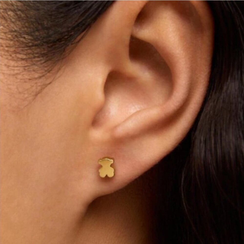 TOUS 6mm Gold Bear Earrings Sweet Dolls